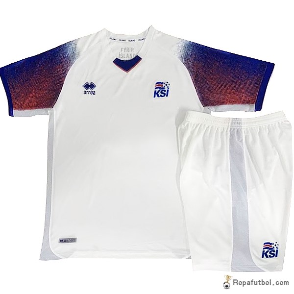 Camiseta Islandia Replica Segunda Ropa Conjunto De Niños 2018 Blanco